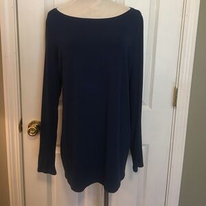 Eileen Fisher pull on jersey knit tunic top Sz L. Light pilling close to armpit.